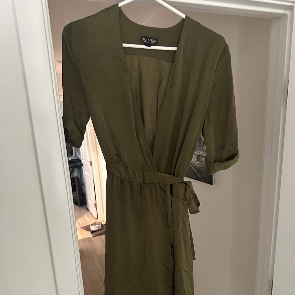 Topshop olive green dress